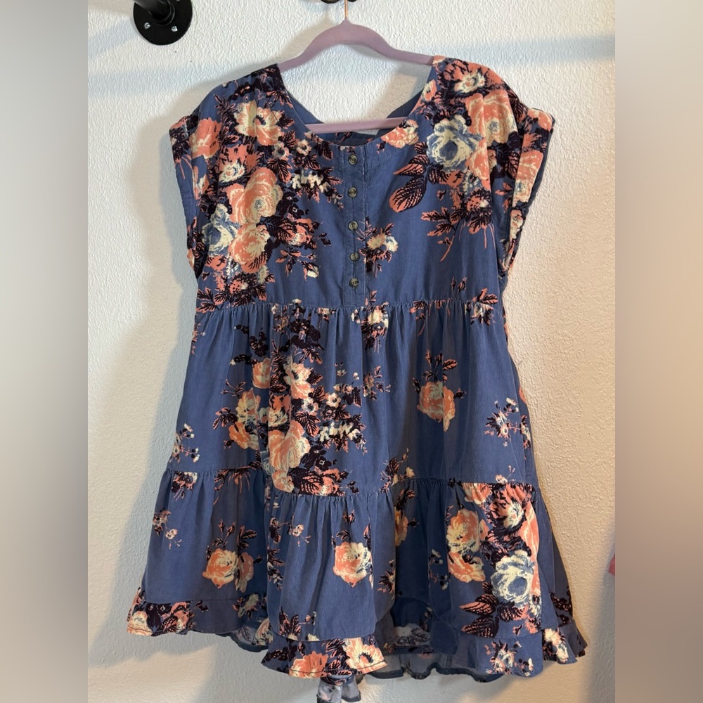 Free People Corduroy Harper Mini Dress Small Blue